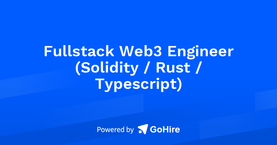 Fullstack Web3 Engineer (Solidity / Rust / Typescript) at bondex | Jobs ...