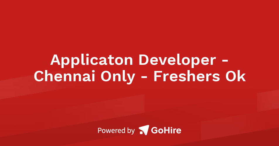 Applicaton Developer - Chennai Only - Freshers Ok at Compunet ...